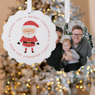 Winter Friends Santa Claus Photo Holiday Tree Decoration Card