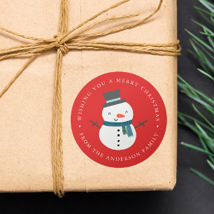 Winter Friends   Snowman Holiday Classic Round Sticker