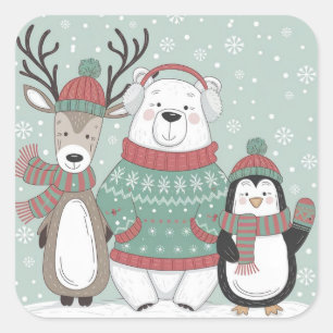 Winter Friends Square Sticker