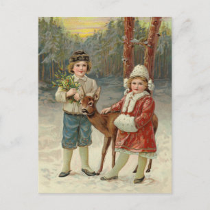 Winter Friends   Vintage Christmas Postcard