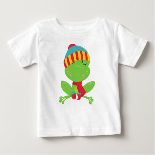 Winter Frog, Cute Frog, Green Frog, Hat, Scarf Baby T-Shirt