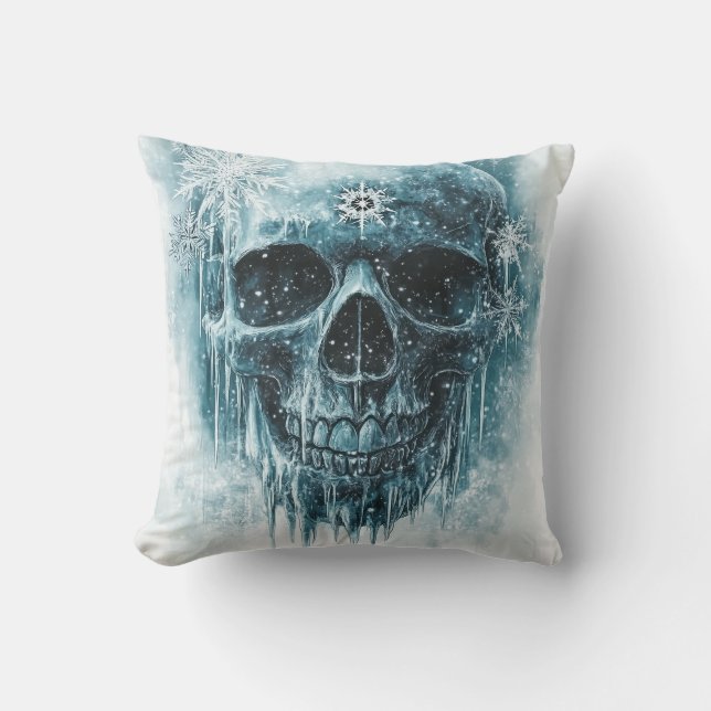 Winter Frost Skull Cushion (Front)