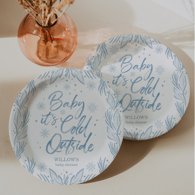 Winter Frost Snowflake Baby Shower Baby It's Cold Paper Plate (Creator Uploaded)