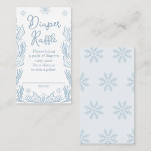 Winter Frost Snowflake Baby Shower Diaper Raffle Enclosure Card