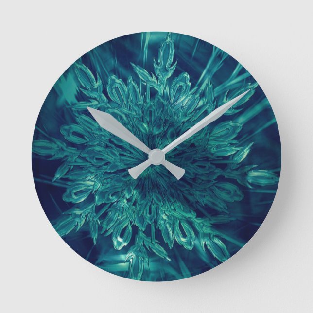 Winter frost snowflake round clock (Front)