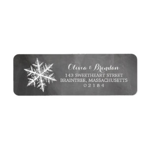 Winter Frost Snowflakes Chalkboard Return Address Label