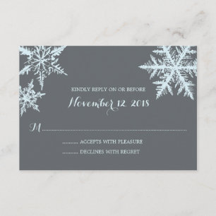 Winter Frost Snowflakes Wedding RSVP Card