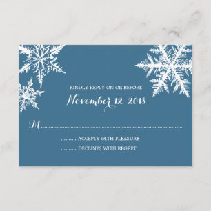 Winter Frost Snowflakes Wedding RSVP Card