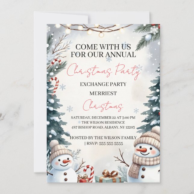 Winter Frost Snowman Celebration Invitation (Front)