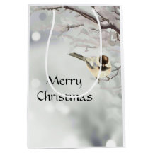 Winter Frosty Tree Chickadee Bird Christmas 