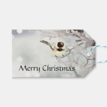 Winter Frosty Tree Chickadee Bird Custom Name