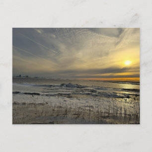 Winter Frozen Waterscape Sunset Postcard