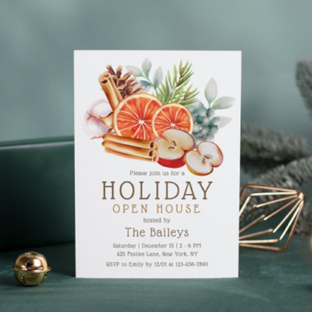 Winter Fruit Floral Watercolor Holiday Open House Invitation (Creator Uploaded)