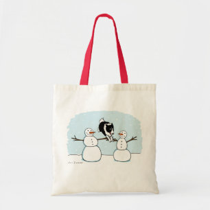 Winter Fun Border Collie Holiday Tote Bag