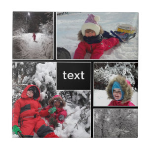 Winter fun kids games snow customisable text perso ceramic tile