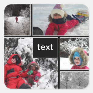 Winter fun kids games snow customisable text perso square sticker