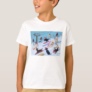 Winter Fun Skiing Labradors Painting T-Shirt