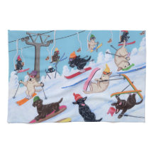 Winter Fun Skiing Labradors