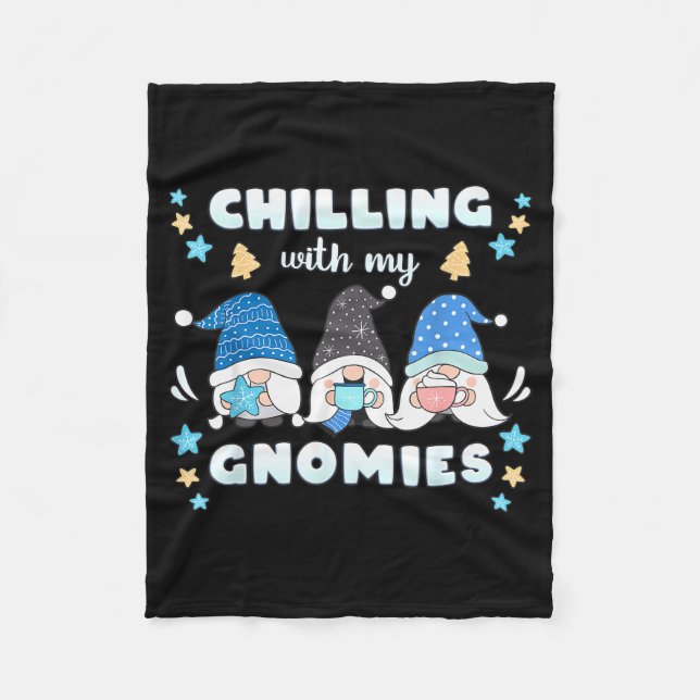 Winter, Funny Nordic Christmas Gnomes  Fleece Blanket (Front)