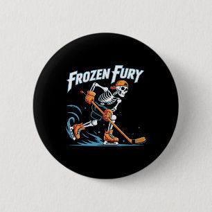 Winter Fury Skeleton Ice Hockey Skater Design 6 Cm Round Badge