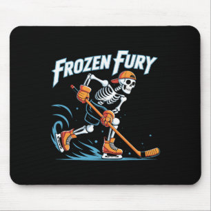 Winter Fury Skeleton Ice Hockey Skater Design Mouse Pad