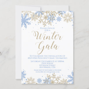 Winter Gala Blue and Gold Invite