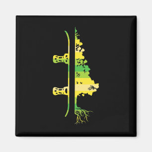 Winter Games Funny Mountain Snowboarding Pine Tree Magnet
