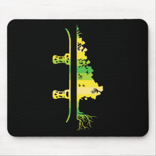 Winter Games Funny Mountain Snowboarding Pine Tree Mouse Pad