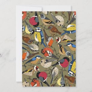 winter garden birds olive holiday card