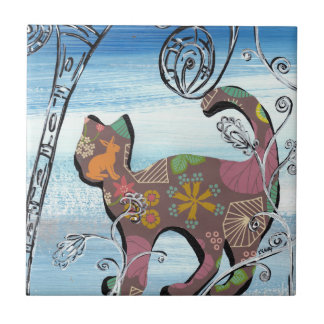 Winter Garden Cat Ceramic Tile