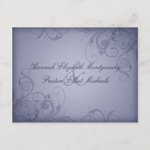 Winter Garden Metallic Blue Wedding Response/RVSP Invitation Postcard