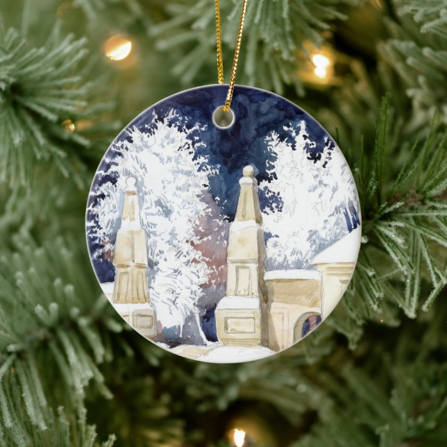 Winter gate at night (sketch) ceramic tree decoration (Tree)