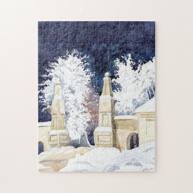 Winter gate at night (sketch) jigsaw puzzle (Vertical)