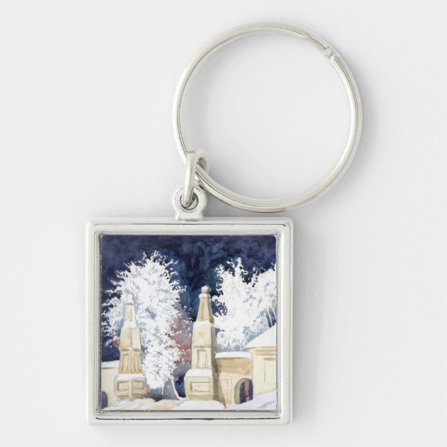 Winter gate at night (sketch) key ring (Front)