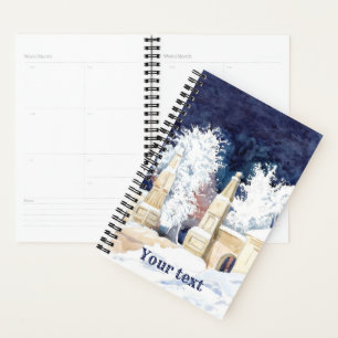 Winter gate at night watercolor planner