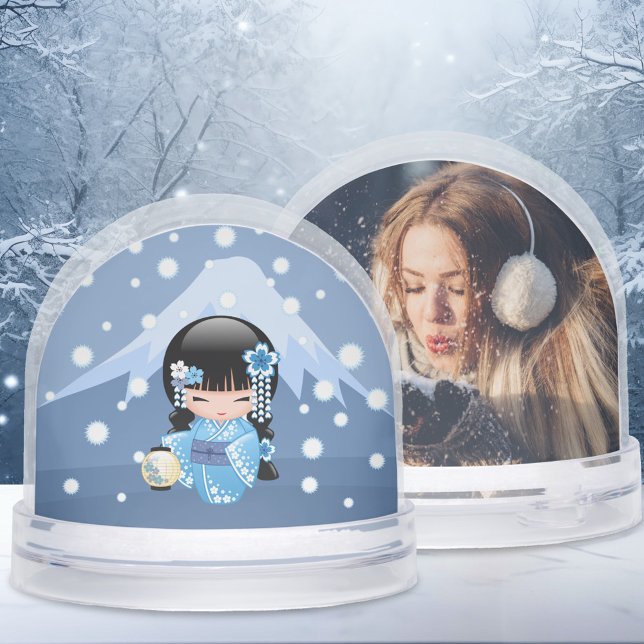 Winter Geisha Girl Custom Photo Snow Globe (Creator Uploaded)