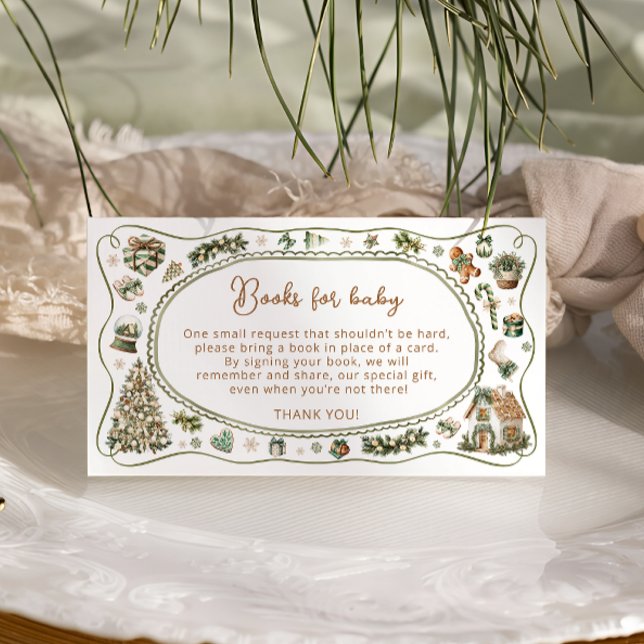 Winter Gender Neutral Baby Shower Books For Baby Enclosure Card (Creator Uploaded)