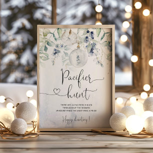 Winter gender neutral cosy Pacifier hunt game Poster