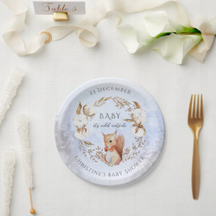 Winter Gender Neutral Cute Animal Baby Shower Paper Plate
