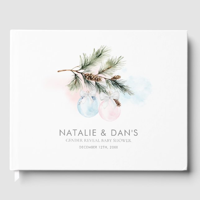 Winter Gender Reveal Baby Shower Guest Book (Front)
