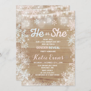 Winter Gender Reveal Invitation Rustic Reveal