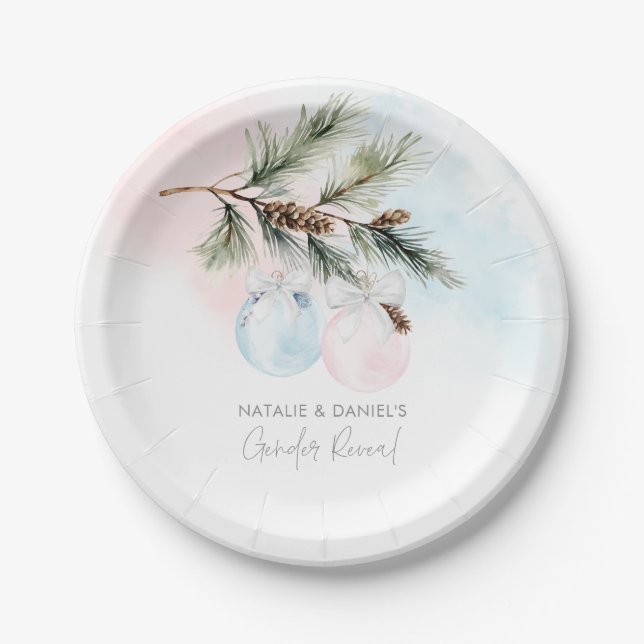 Winter Gender Reveal Paper Plate (Front)