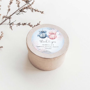 Winter Gender Reveal Party Classic Round Sticker