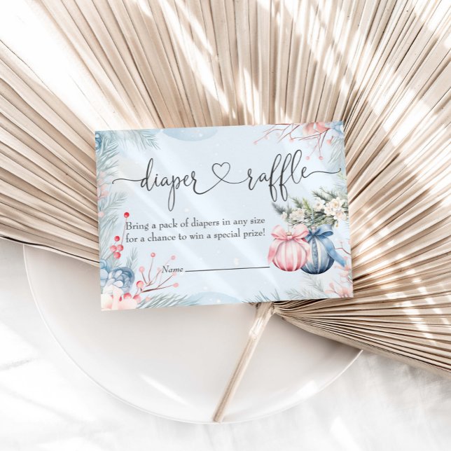 Winter Gender Reveal Party Diaper Raffle Enclosure Card (Creator Uploaded)