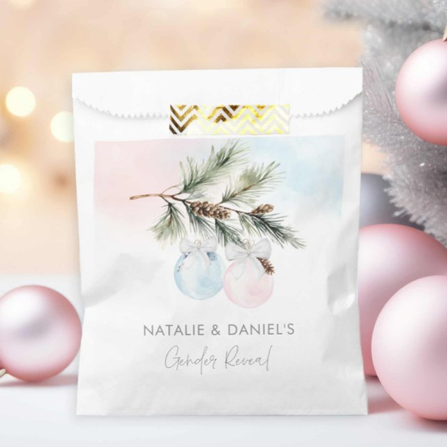 Winter Gender Reveal Pink and Blue Favour Bag (Pink and Blue Gender Reveal Treat Bag)