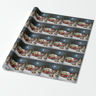 Winter German Shepherd Caravan Christmas Adventure Wrapping Paper
