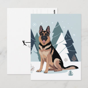 Winter German Shepherd  Postcard