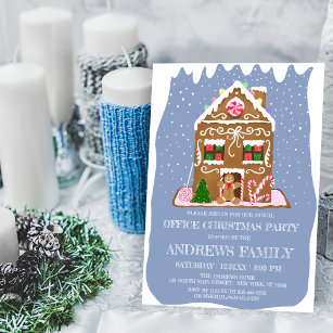 Winter Gingerbread Candy House Corporate Christmas Invitation