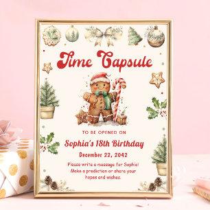 Winter Gingerbread Christmas Birthday Time Capsule Poster