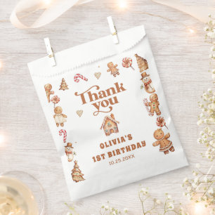 Winter Gingerbread Christmas Cookie Birthday Favour Bag